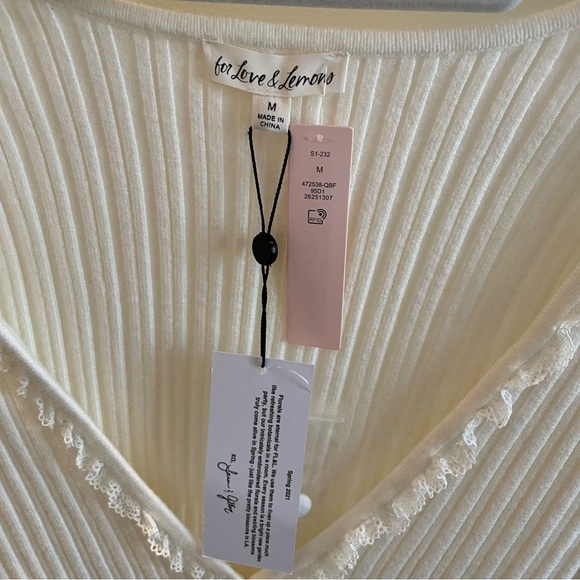 Lena rib knit Cardigan For Love and Lemons NWT white M Victoria secret - Picture 10 of 10